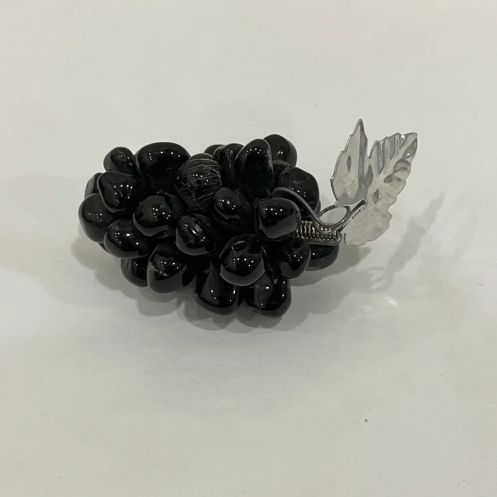 Black Onyx Stone Grape Clusters, Obsidian, Faux Stone Grapes, Decor